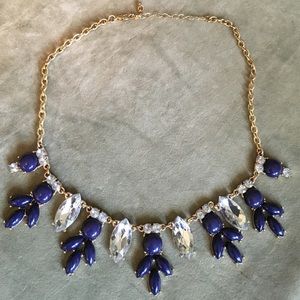 Blue, white and gold statement necklace.